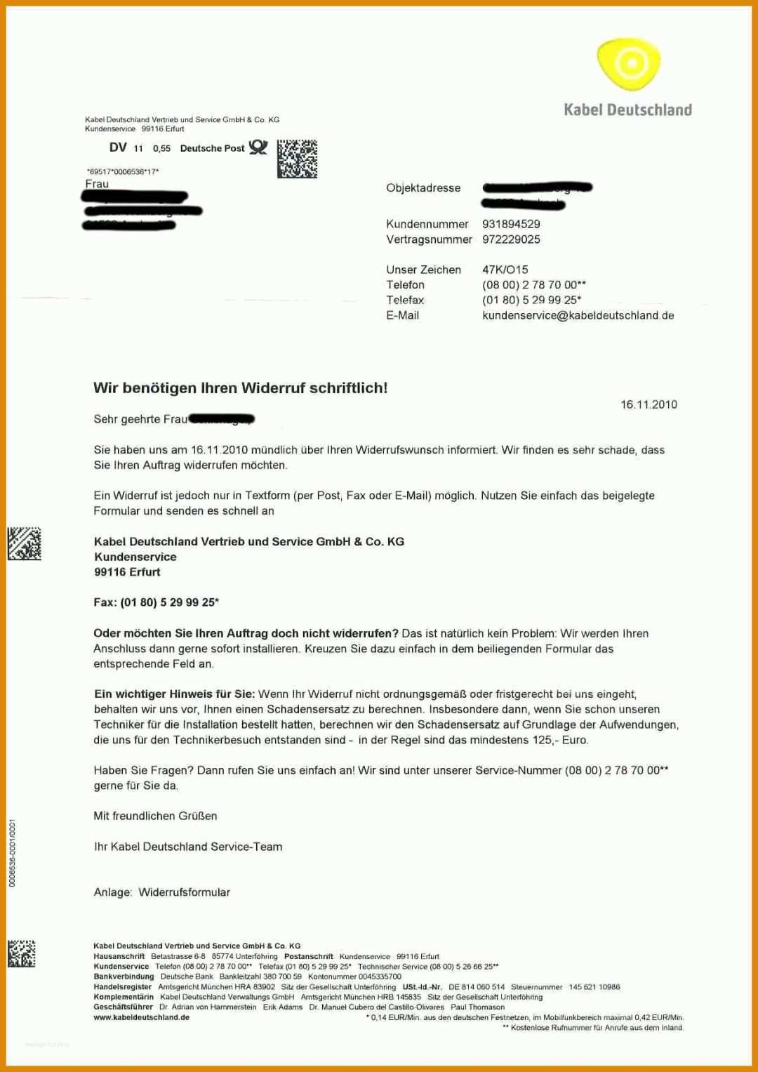 Hervorragen Kabel Deutschland Kündigung Umzug Vorlage Pdf 1240x1753