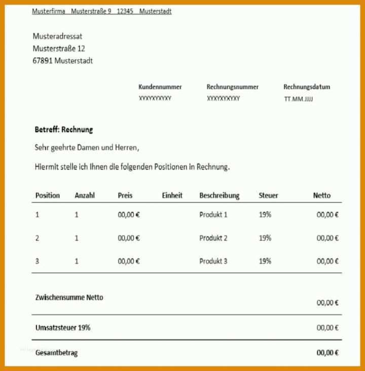 Größte Rechnung Word Vorlage 761x774