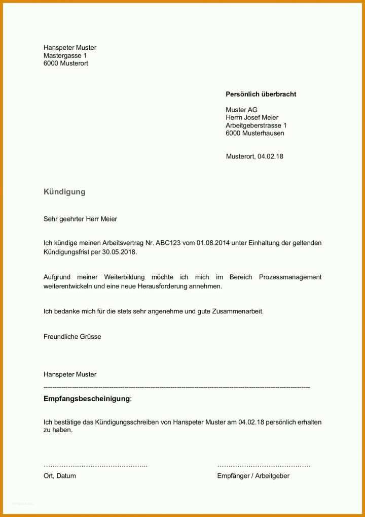 Vorlage Kündigungsschreiben Arbeitnehmer Kuendigung Vorlage Arbeitsvertrag Schweiz