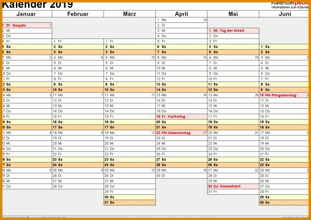 Neue Version Kalender 2019 Vorlage 1273x901