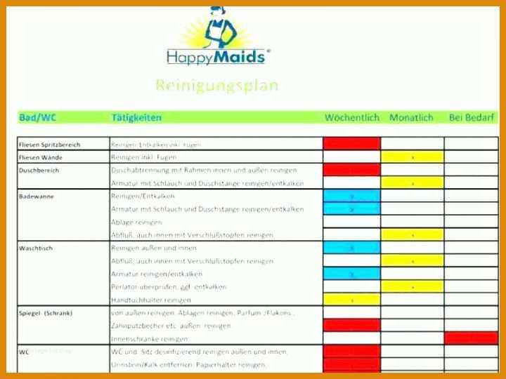 Bemerkenswert Reinigungsplan Excel Vorlage 800x600
