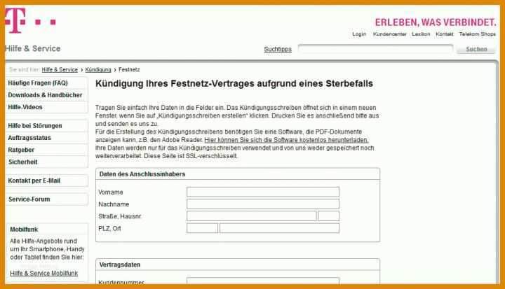 Unglaublich Sonderkündigungsrecht Telekom Vorlage 1000x574