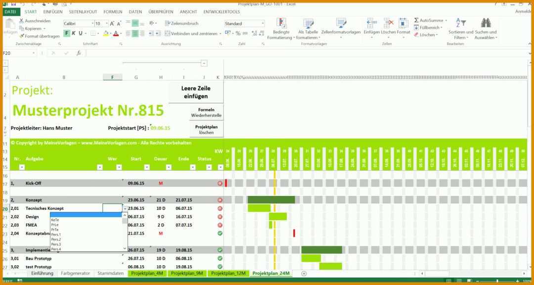 Limitierte Auflage Excel Vorlage Kalender Projektplanung 1920x1024