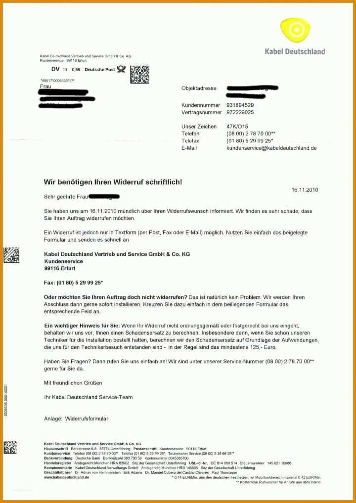 Auffällig Kündigung Kabel Deutschland Vorlage Pdf 1240x1753