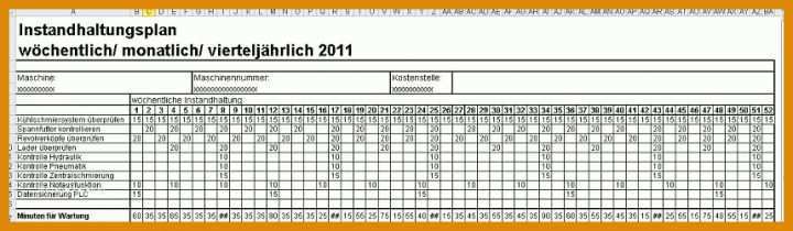 Neue Version Maschinen Wartungsplan Vorlage 858x250