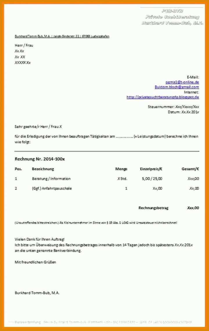 Exklusiv Vorlage Rechnung Aufwandsentschädigung 1034x1640