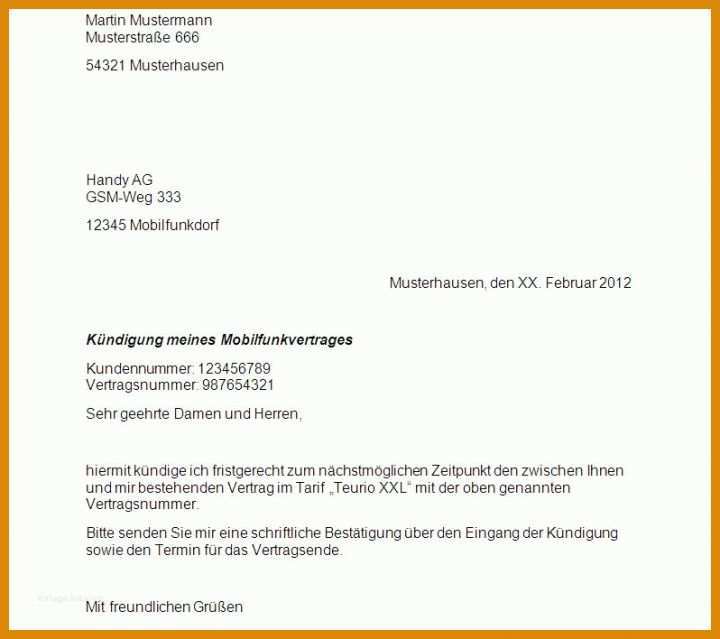 Kreativ Handyvertrag Kündigen Email Vorlage 798x708