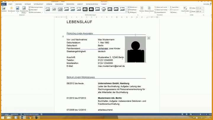 Toll Lebenslauf Vorlage Word Ohne Foto 1920x1080