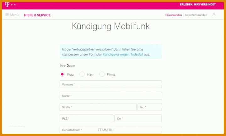 Beste Vorlage Kündigung Telekom 1024x616