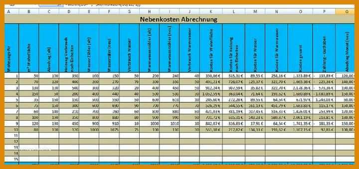 Staffelung Vorlage Nebenkostenabrechnung Excel Kostenlos 800x377