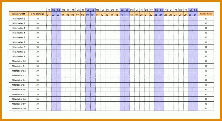 Kreativ Excel Urlaubsplaner Vorlage 1036x567