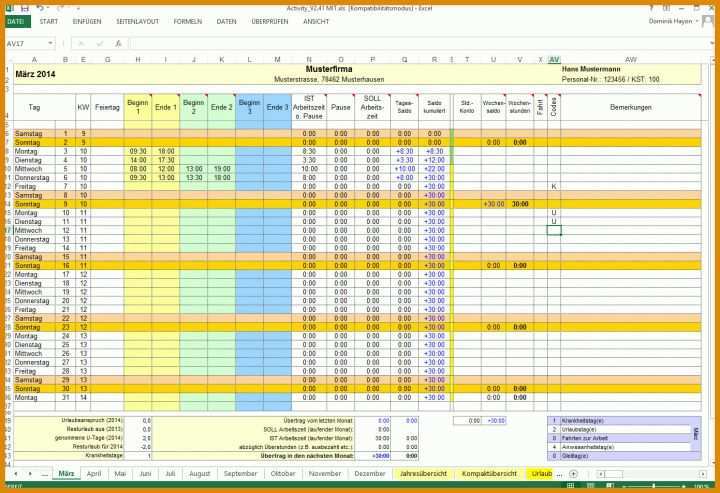 Unvergleichlich Vorlage Stundennachweis Excel 1391x953