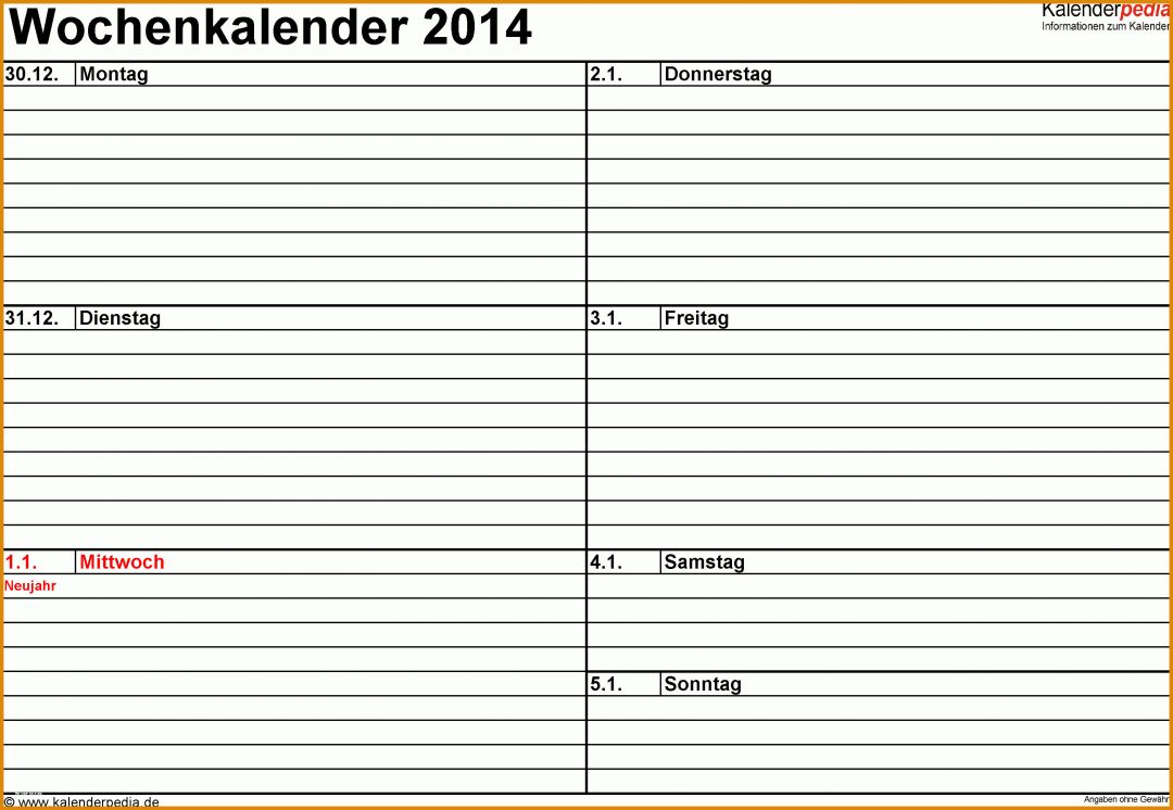 Wunderschönen Wochenkalender Kinder Vorlage 3171x2191