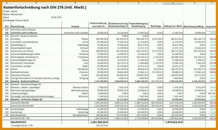 Überraschen Kostenberechnung Din 276 Vorlage 1024x608