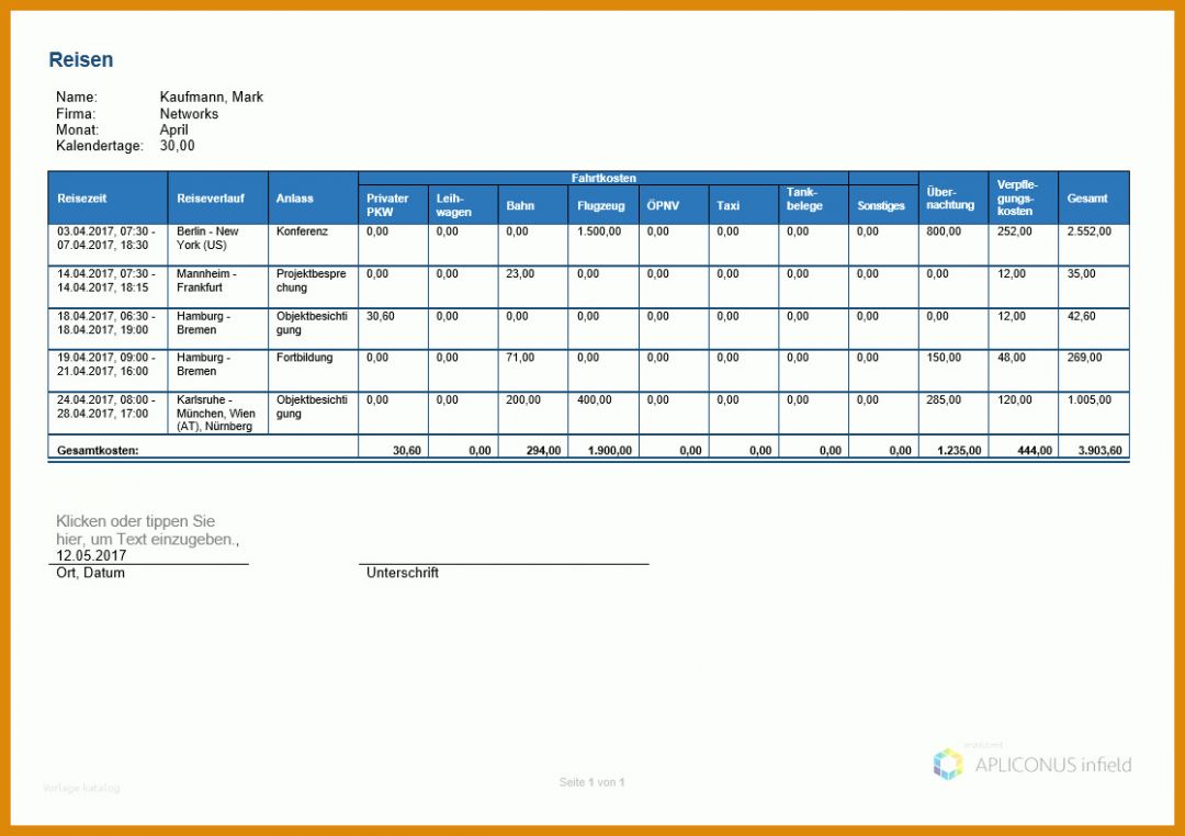 Singular Reisekostenabrechnung Vorlage Word 1119x789