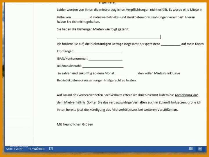 Schriftliche Abmahnung Vorlage Mieter Abmahnung Bei Zahlungsverzug Vorlage Fuer Word