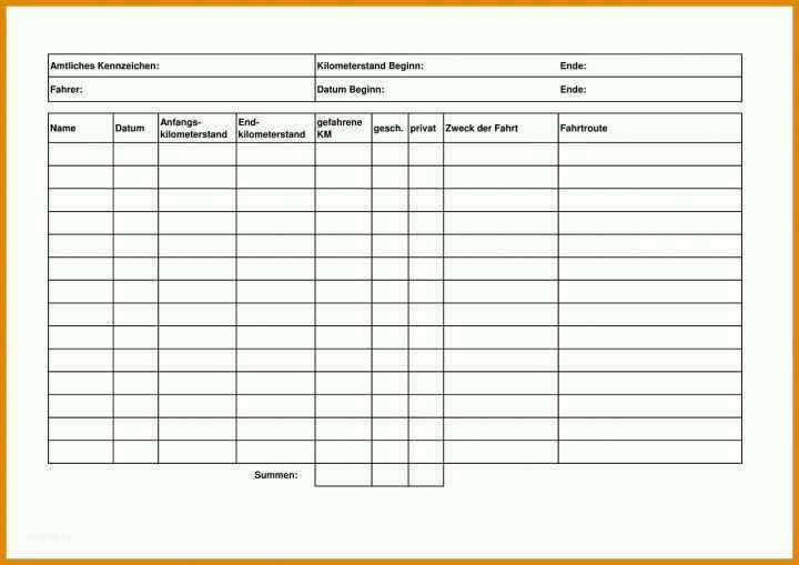 Vereinfachtes Fahrtenbuch Vorlage Fahrtenbuch Vorlage Excel