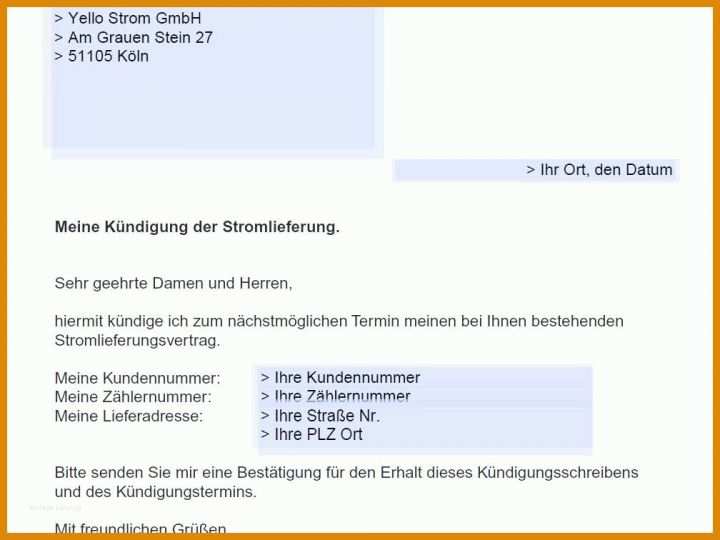 Empfohlen Vorlage Sonderkündigung Strom 1008x756