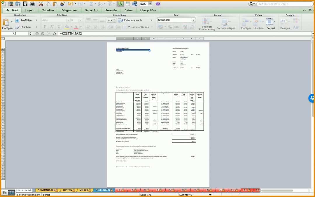Hervorragend Nebenkostenabrechnung Erstellen Excel Vorlage 2560x1600