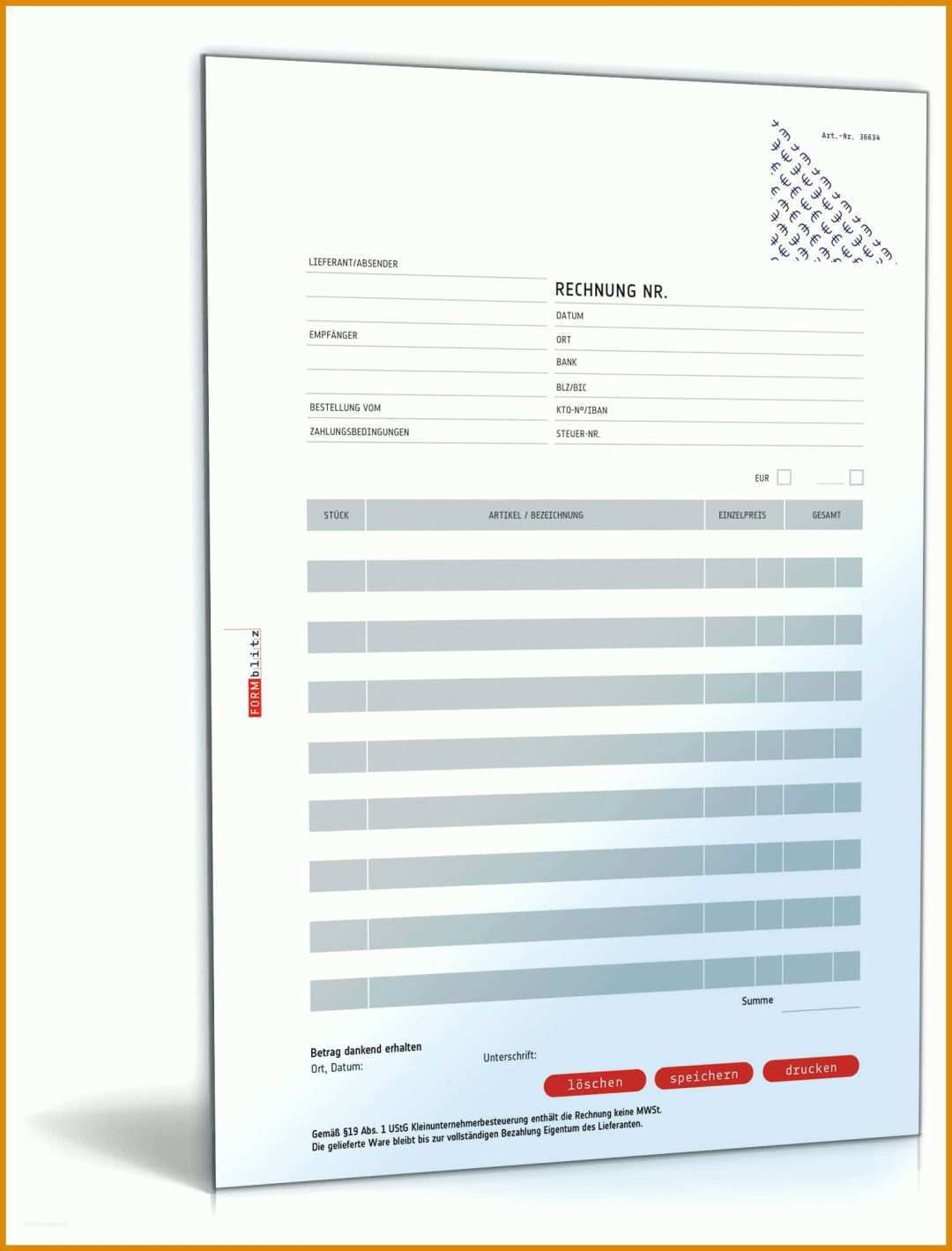 Außergewöhnlich Rechnung Kleinunternehmer Vorlage 1600x2100