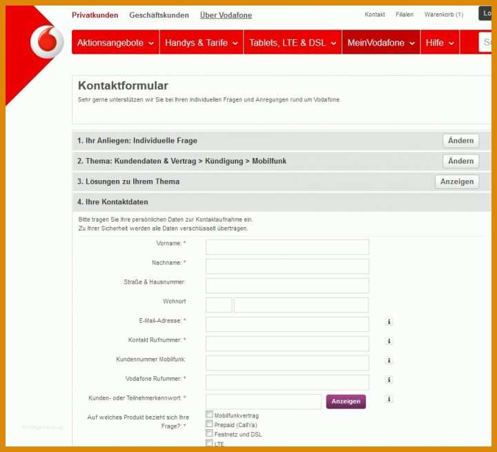 Ausgezeichnet Vodafone Kündigung Internet Vorlage 899x818
