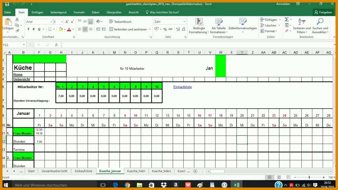 Selten Dienstplan Excel Vorlage 1366x768