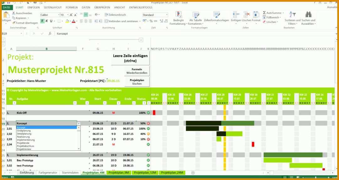 Wunderbar Excel Vorlage Projektplan 1920x1024