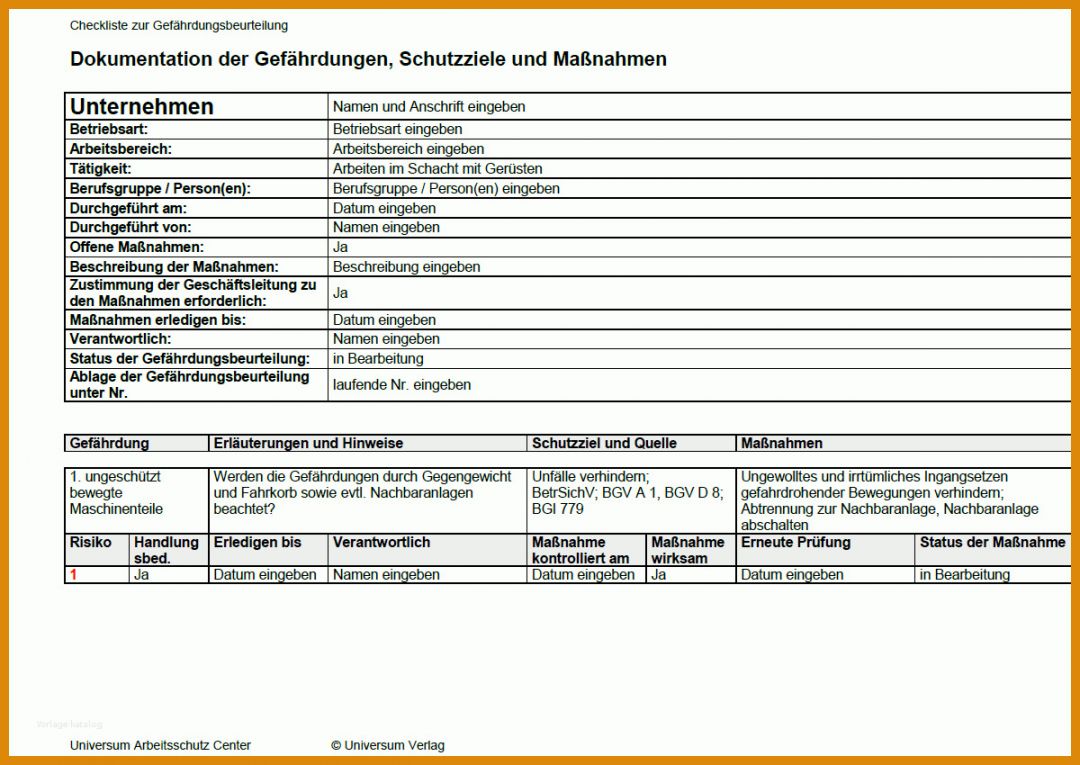 Angepasst Gefährdungsbeurteilung Aufzugsanlagen Vorlage 1200x850