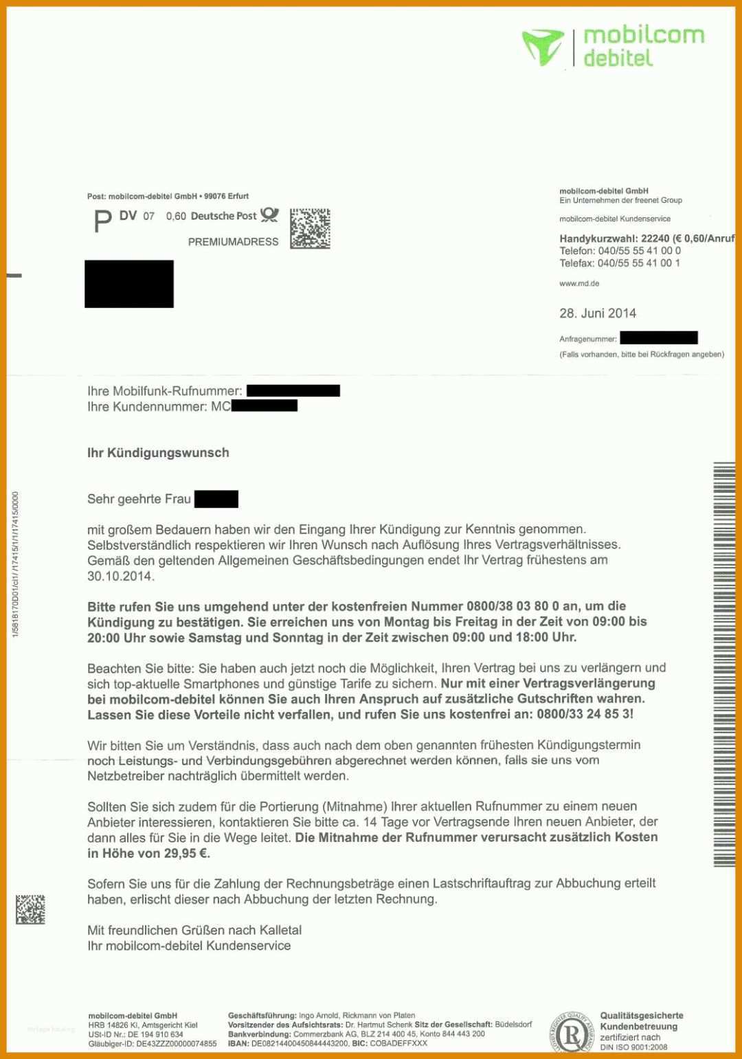 Einzahl Handyvertrag Mobilcom Debitel Kündigen Vorlage 1121x1599