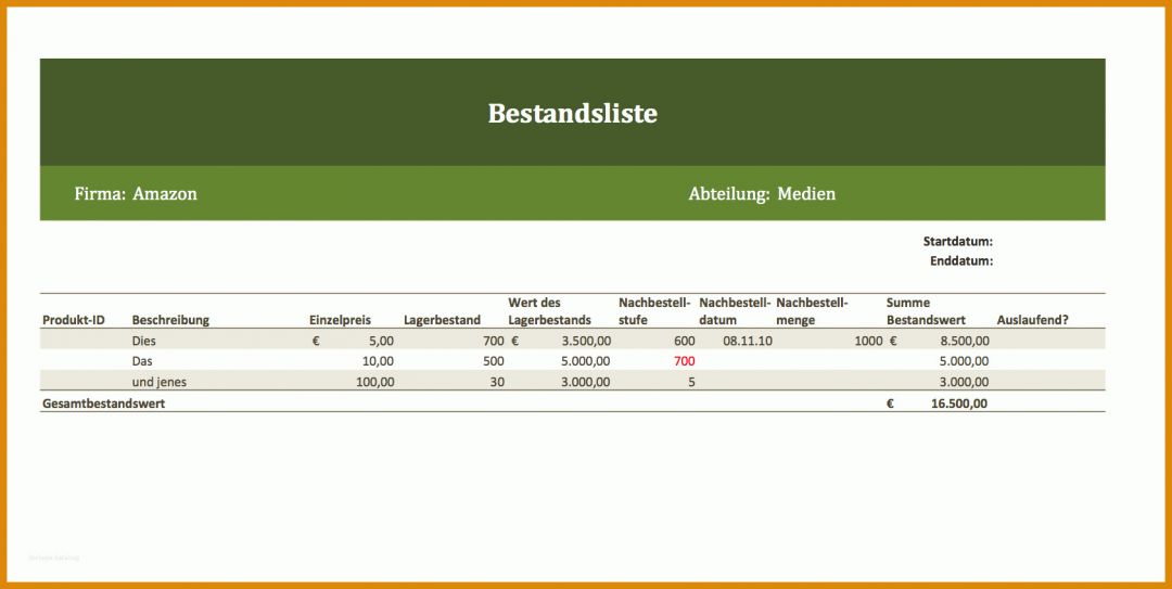 Schockieren Warenbestand Excel Vorlage 1682x846