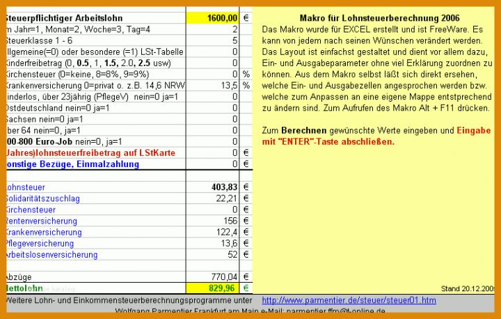 Kreativ Brutto Netto Rechner Excel Vorlage 759x483