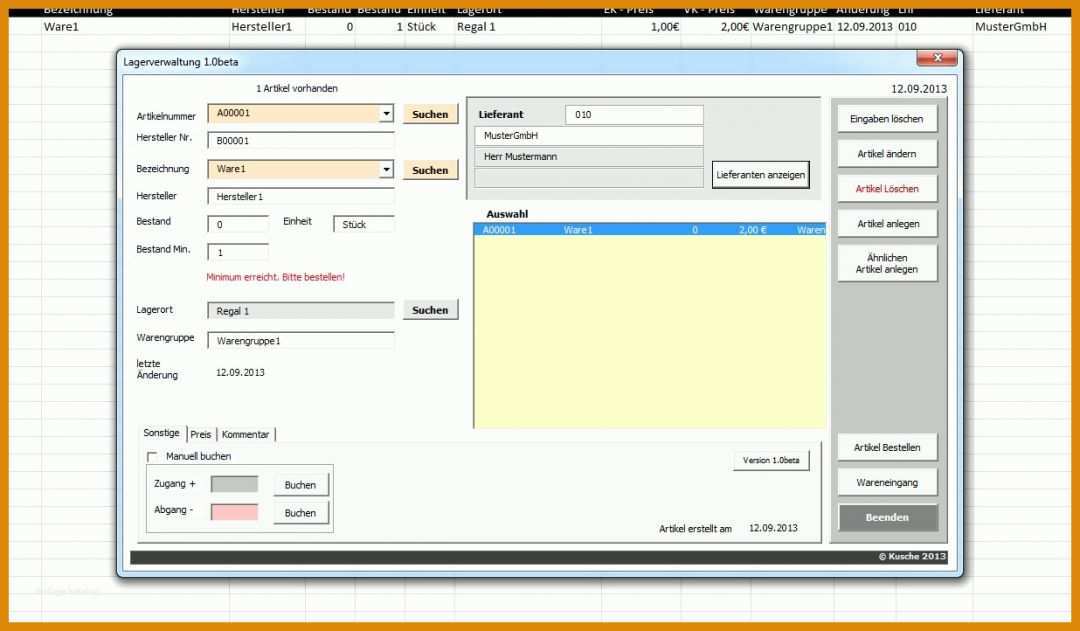 Unvergleichlich Lagerverwaltung Excel Vorlage Gratis 1236x722