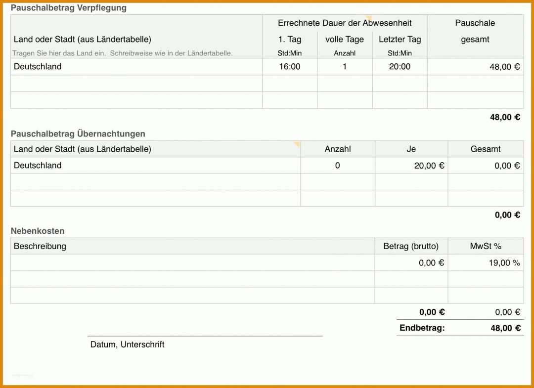 Ungewöhnlich Reisekostenabrechnung Vorlage Finanzamt 1862x1354