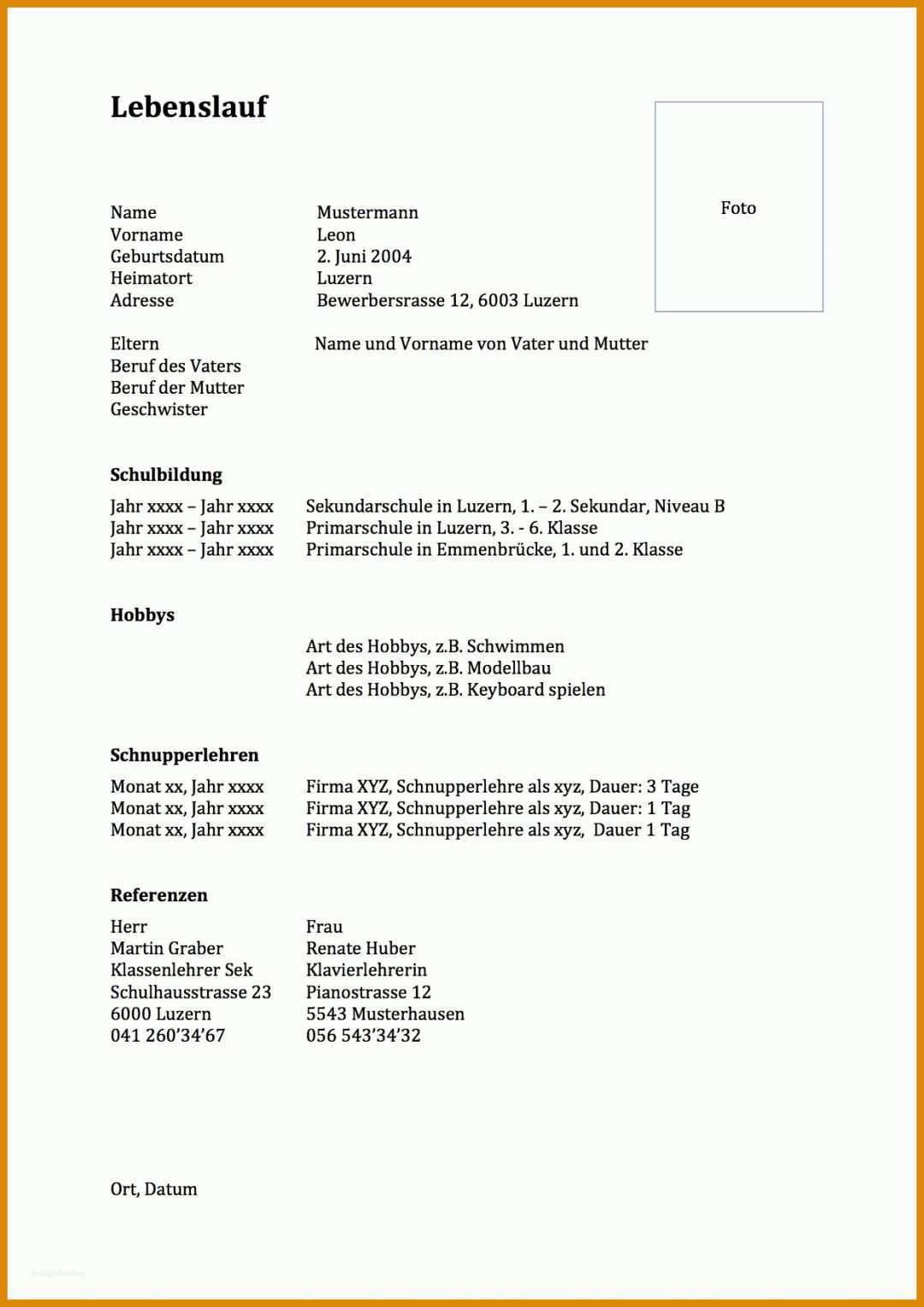 Ideal Tabellarischer Lebenslauf Schüler Vorlage Zum Ausfüllen 1240x1753