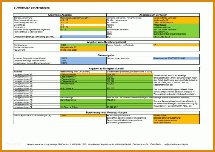 Angepasst Nebenkostenabrechnung Erstellen Excel Vorlage 1200x850