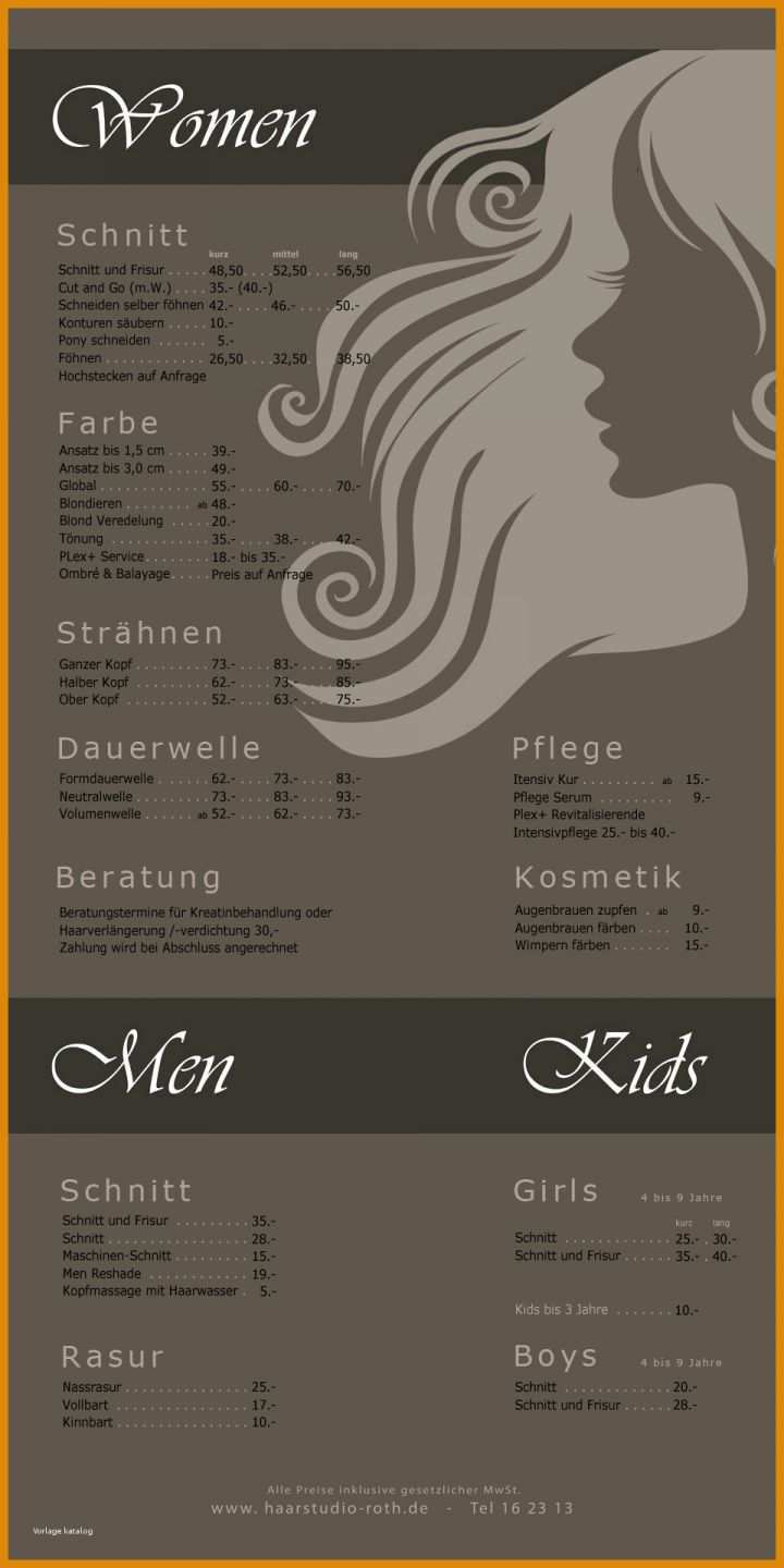 Singular Preisliste Friseur Vorlage 960x1920