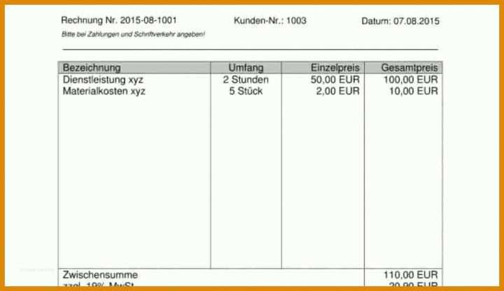 Hervorragen Rechnung Privatverkauf Vorlage 1058x612