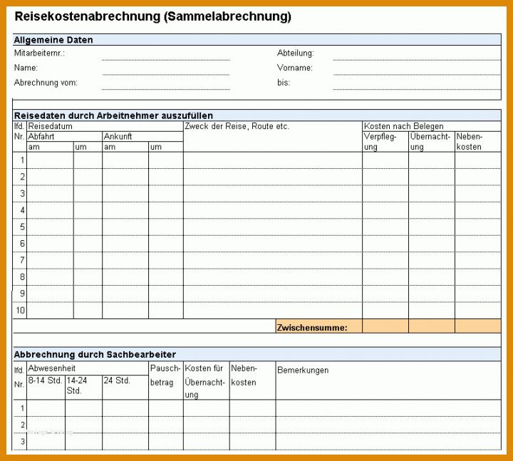 Perfekt Reisekostenabrechnung Vorlage 799x718