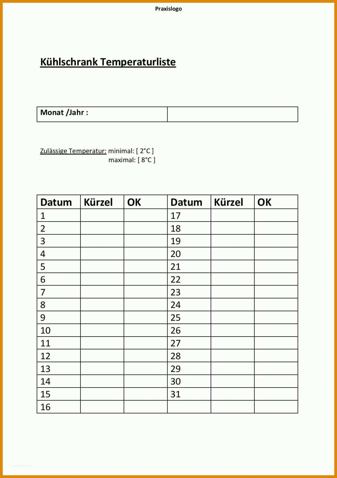 Faszinierend Temperaturliste Kühlschrank Vorlage 1240x1754