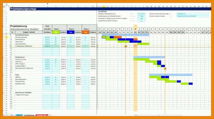 Einzahl Zeitplan Excel Vorlage 1750x970