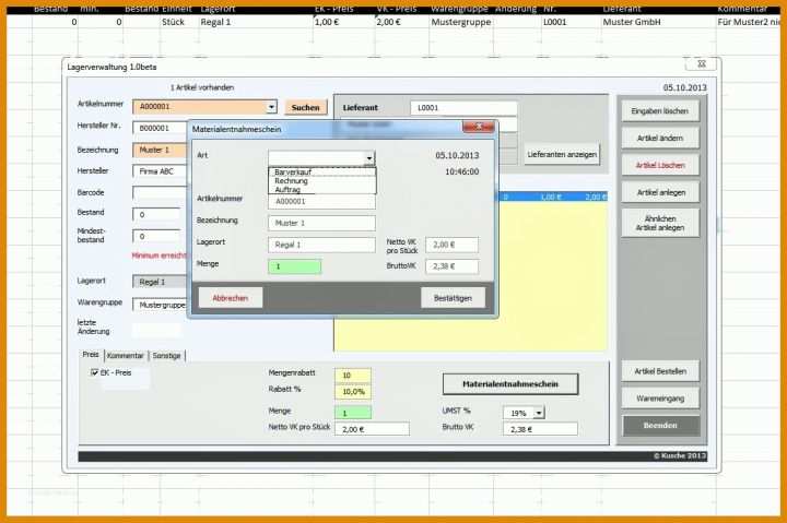 Einzahl Lagerverwaltung Excel Vorlage Gratis 1160x772