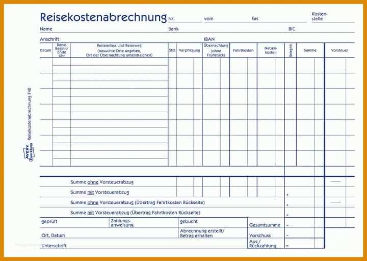 Reisekostenabrechnung Vorlage 9 Reisekostenabrechnung Formular Excel