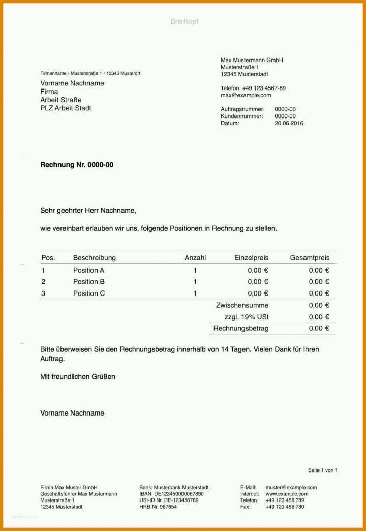 Erschwinglich Vorlage Rechnung Privat 1150x1668