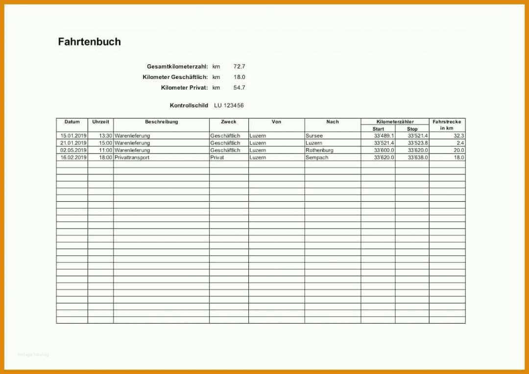 Wunderbar Fahrtenbuch Vorlage 1227x868