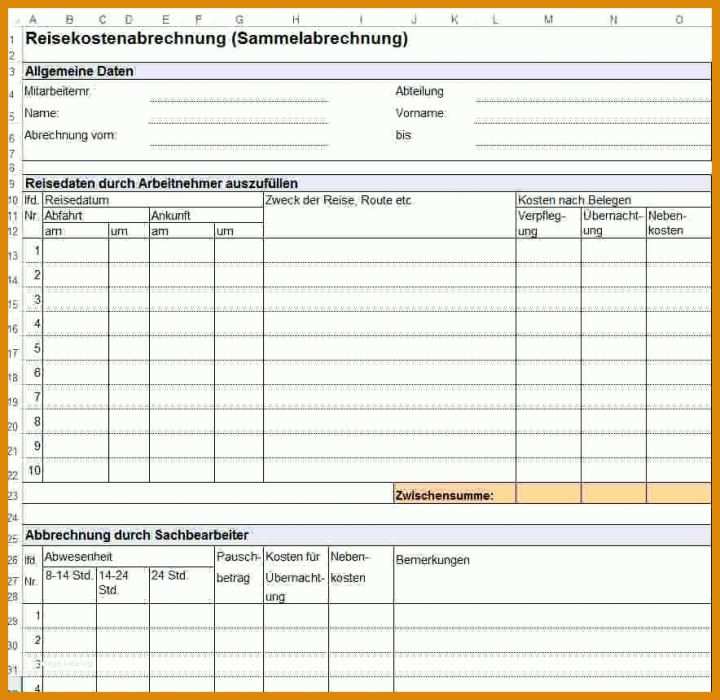 Auffällig Reisekostenabrechnung 2018 Vorlage 884x860