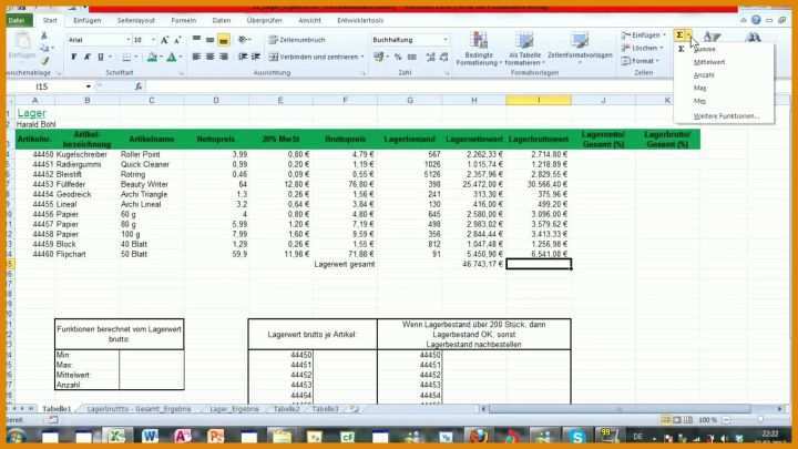 Exklusiv Warenbestand Excel Vorlage 1280x720