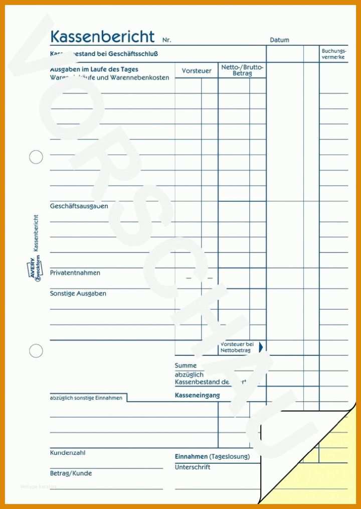 Neue Version Kassenbericht Vorlage Pdf 727x1024