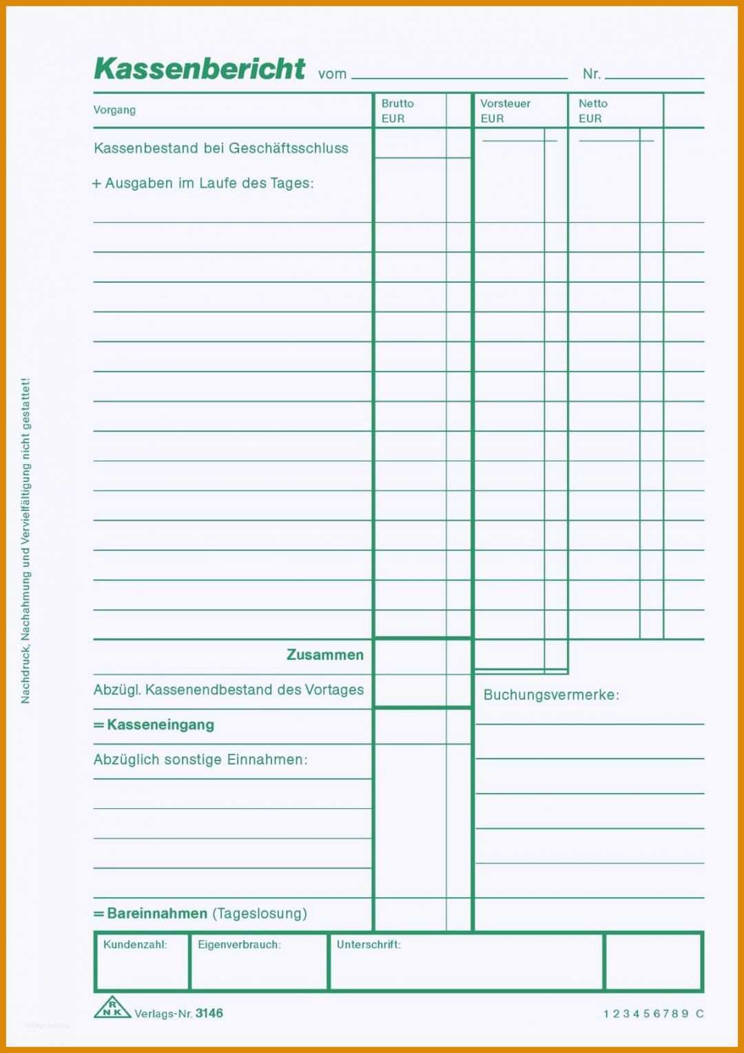 Fabelhaft Kassenbericht Vorlage Pdf 1214x1717