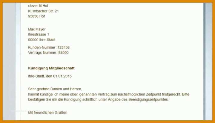 Mcfit Kündigen Email Vorlage Mcfit Kundigung Vorlage Zum Ausdrucken