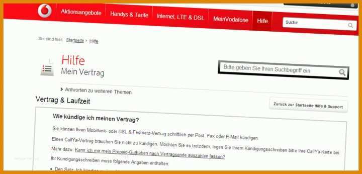 Neue Version Vodafone Kündigung Vorlage Word 1056x507